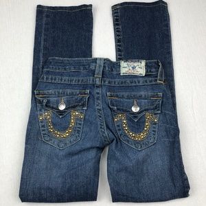 [True Religion] Straight Leg Rhinestone Jeans